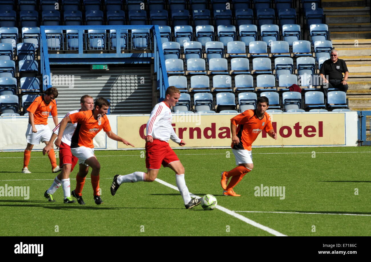 Il sud della Scozia League Heston Rovers 0 Wigtown e Bladnock 1 Palmerston Park Dumfries Sabato 30 Agosto 2014 Foto Stock