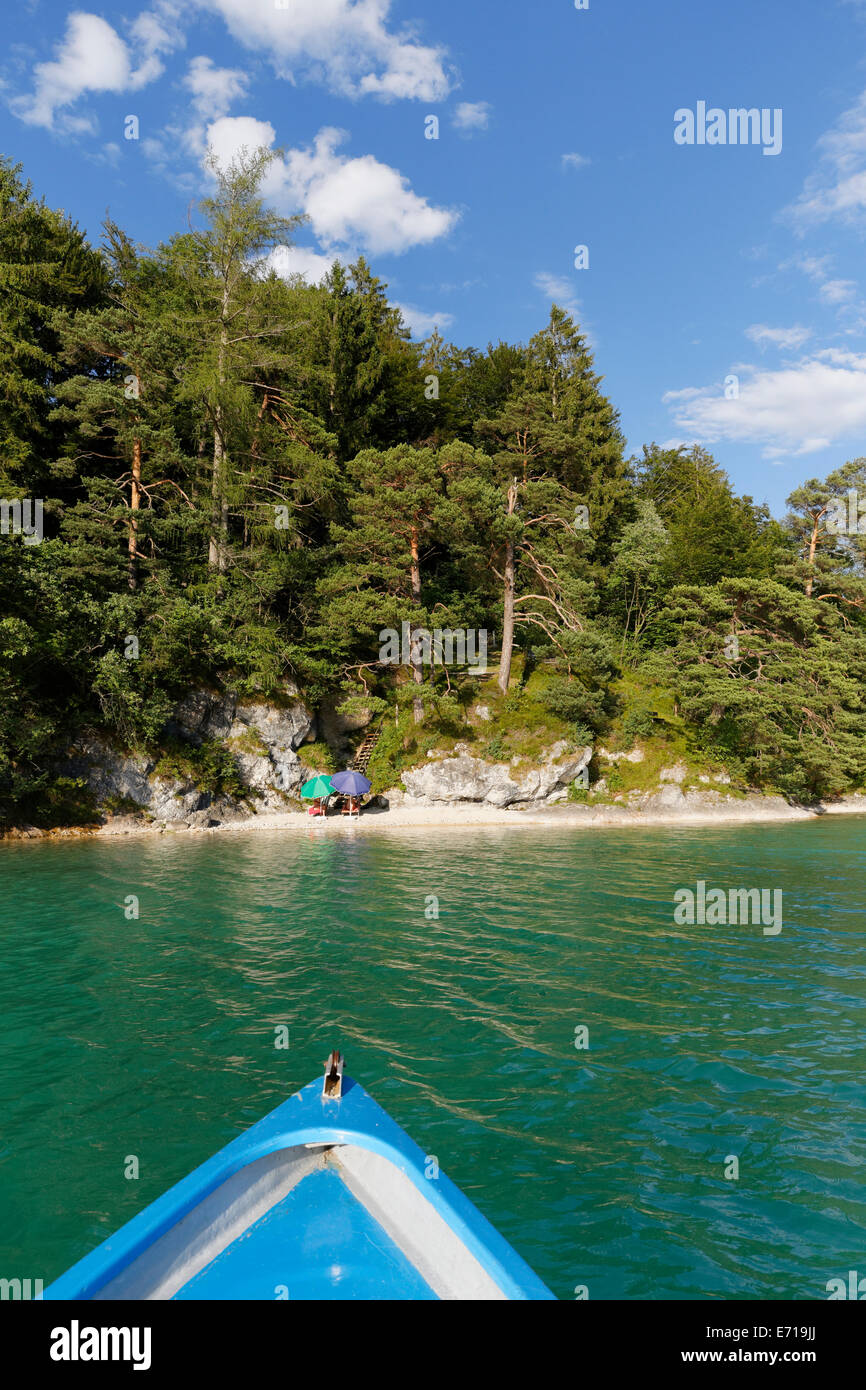 Salisburgo, Austria Membro, lago Fuschlsee, piccola spiaggia Foto Stock