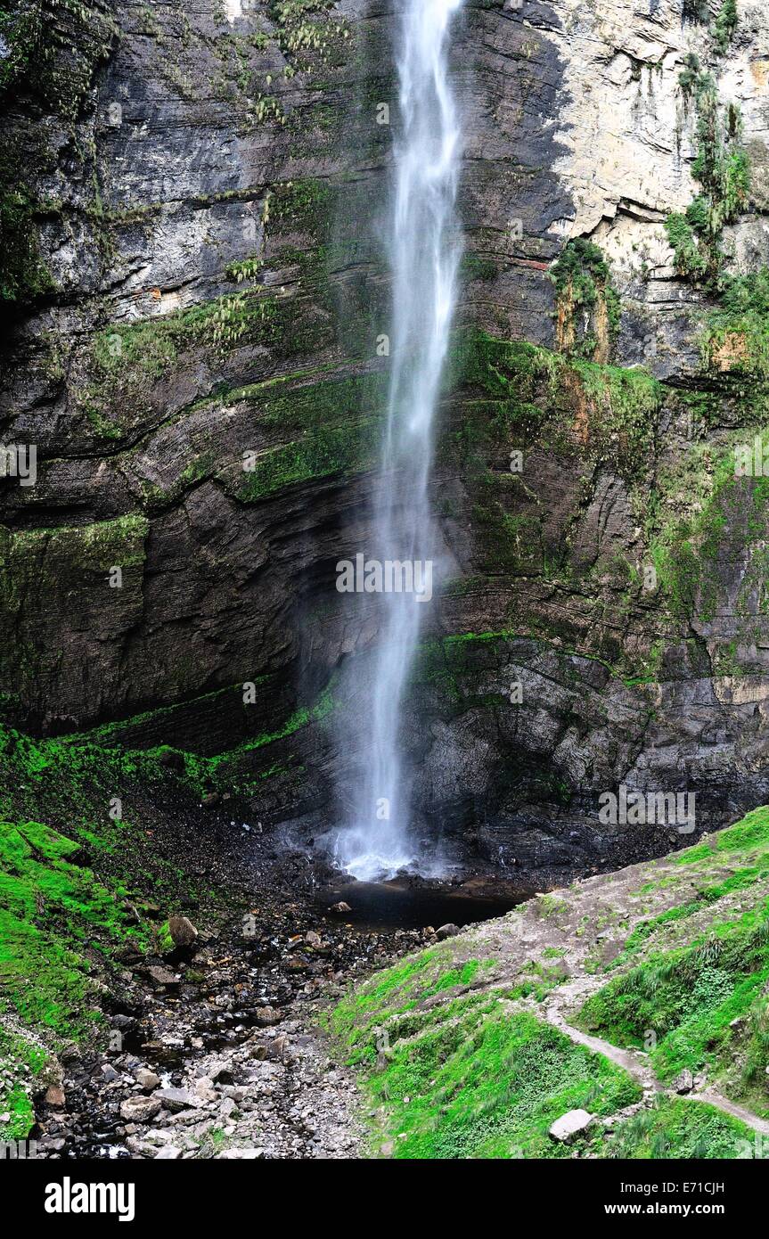 Gocta cascate percorso in CHACHAPOYAS . Dipartimento di Amazonas .PERÙ Foto Stock