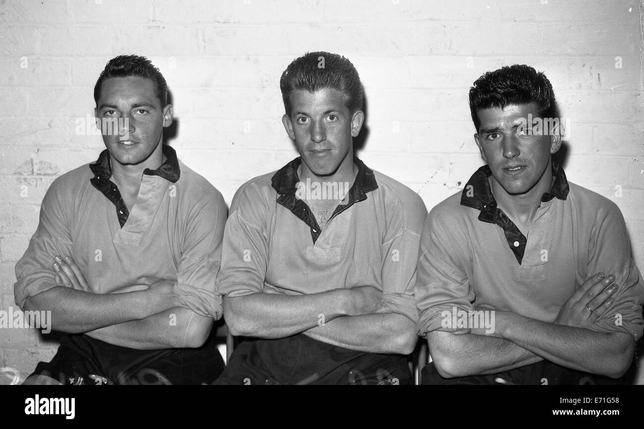 Greaves, Peter Broadbent e Colin Booth Wolverhampton Wanderers calciatore 1955 Foto Stock
