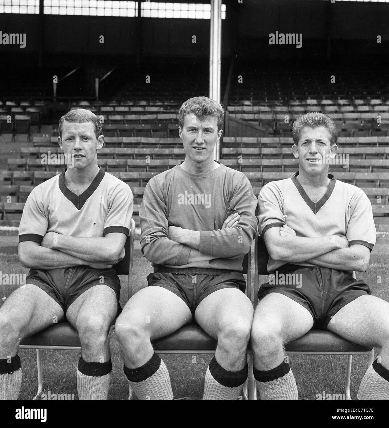Barry Stobart, Fred Davis e Peter Broadbent Wolverhampton Wanderers calciatore il 3 Agosto 1962 Foto Stock