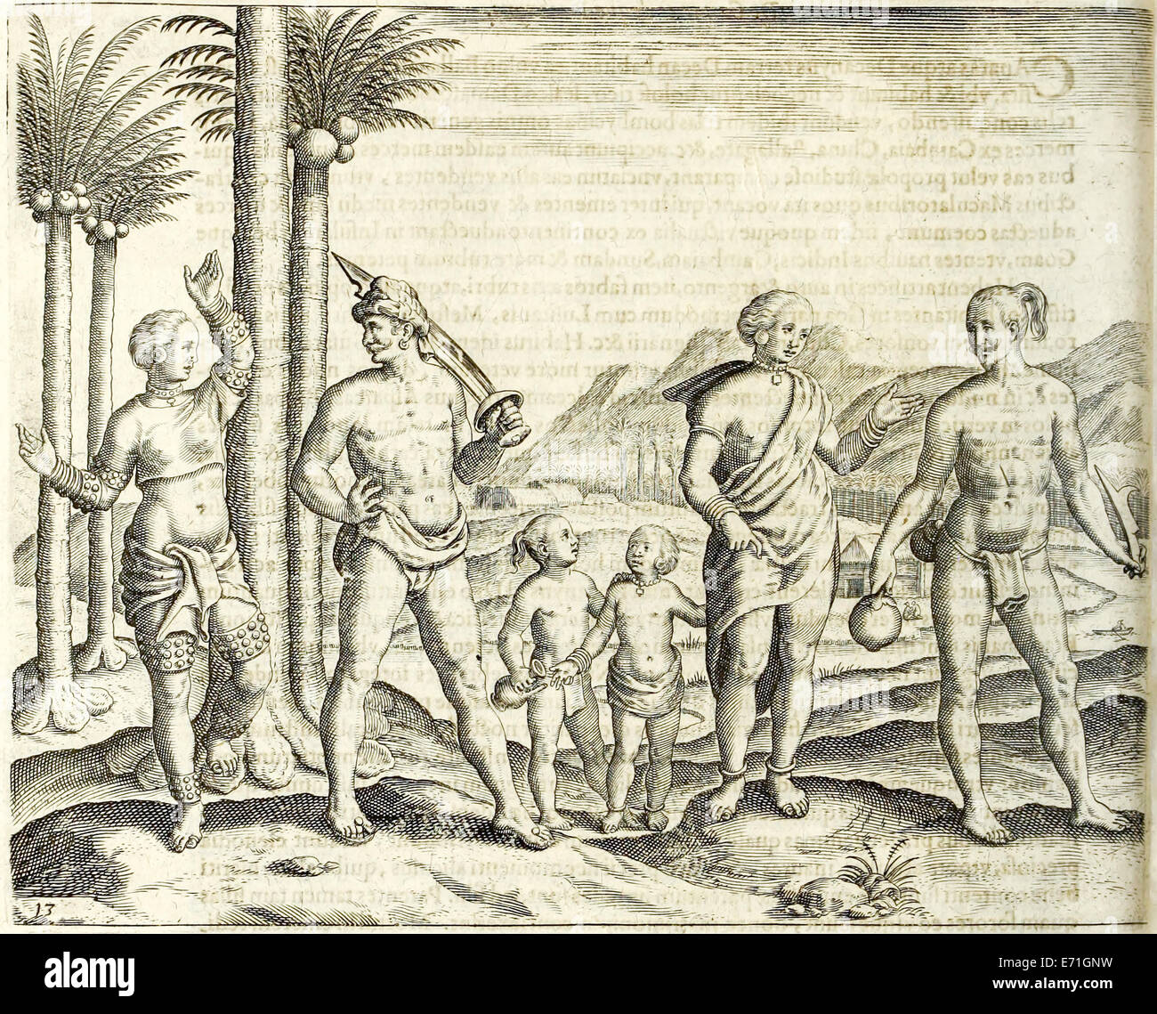 Illustrazione da 'Indiae Orientalis' 1599 da Theodor de Bry. Vedere la descrizione per ulteriori informazioni. Foto Stock