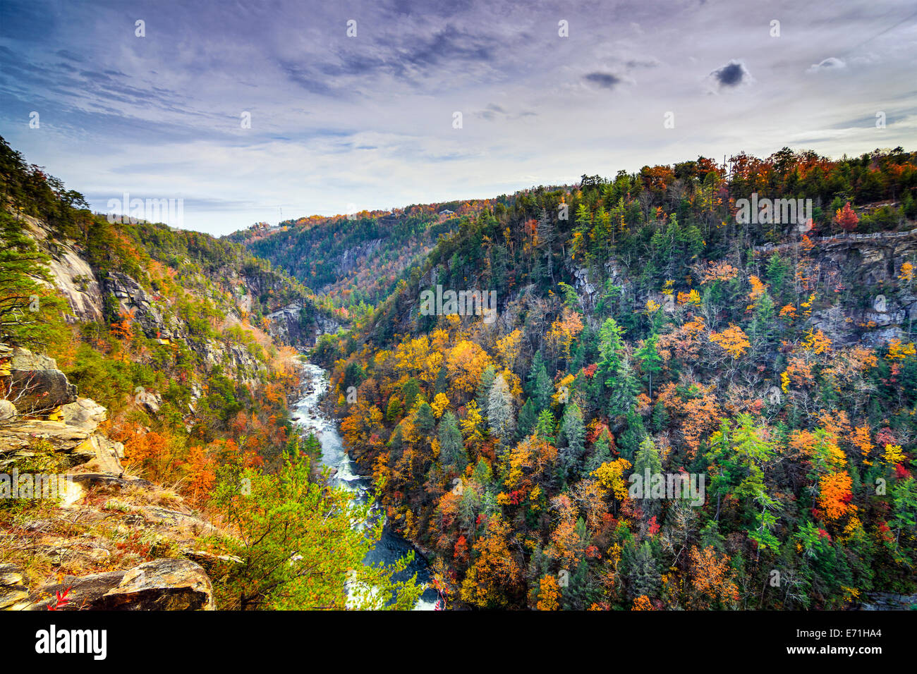 Tallulah Gorge in Georgia, Stati Uniti d'America durante la stagione autunnale. Foto Stock
