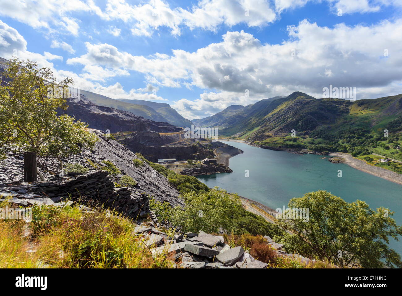 Llyn Peris, il fondo Lago di Dinorwig idro stazione elettrica Foto Stock