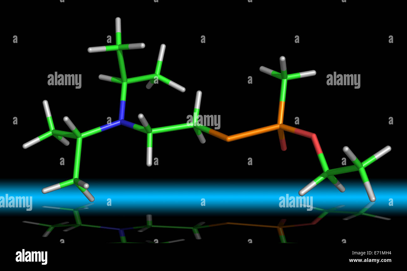 Gas nervino VX o O-etile S-[2-(diisopropilammino)etil] methylphosphonothioate Foto Stock