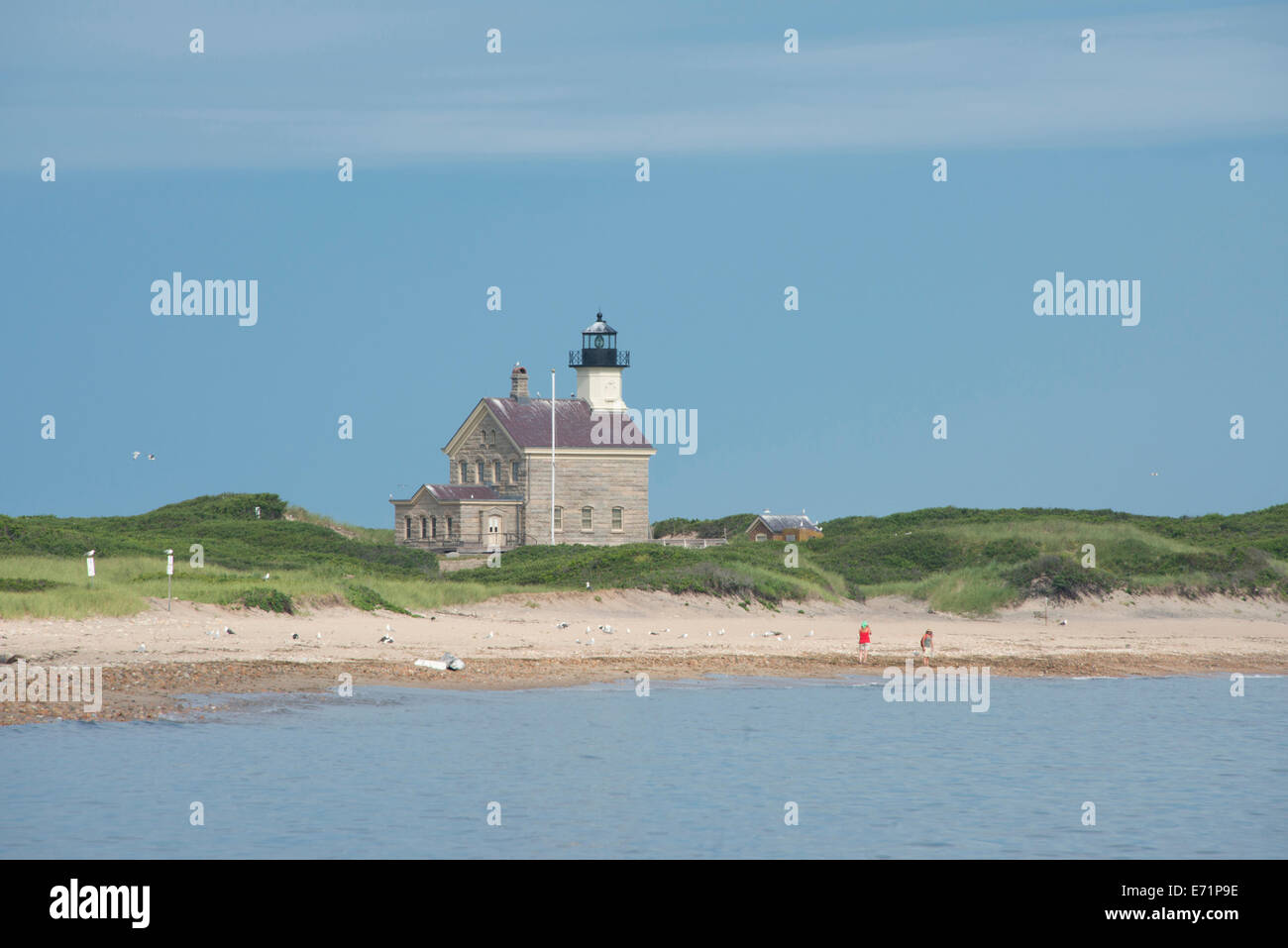 Stati Uniti d'America, Rhode Island Block Island, Sandy Point. Storico North Luce (faro), c.1867. (Grandi dimensioni formato disponibile) Foto Stock