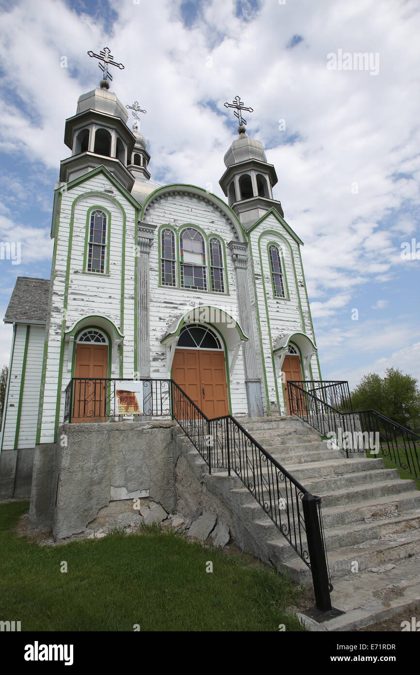 Chiesa ortodossa ucraina di Sant'Elia in Wroxton, Saskatchewan in Canada. Foto Stock