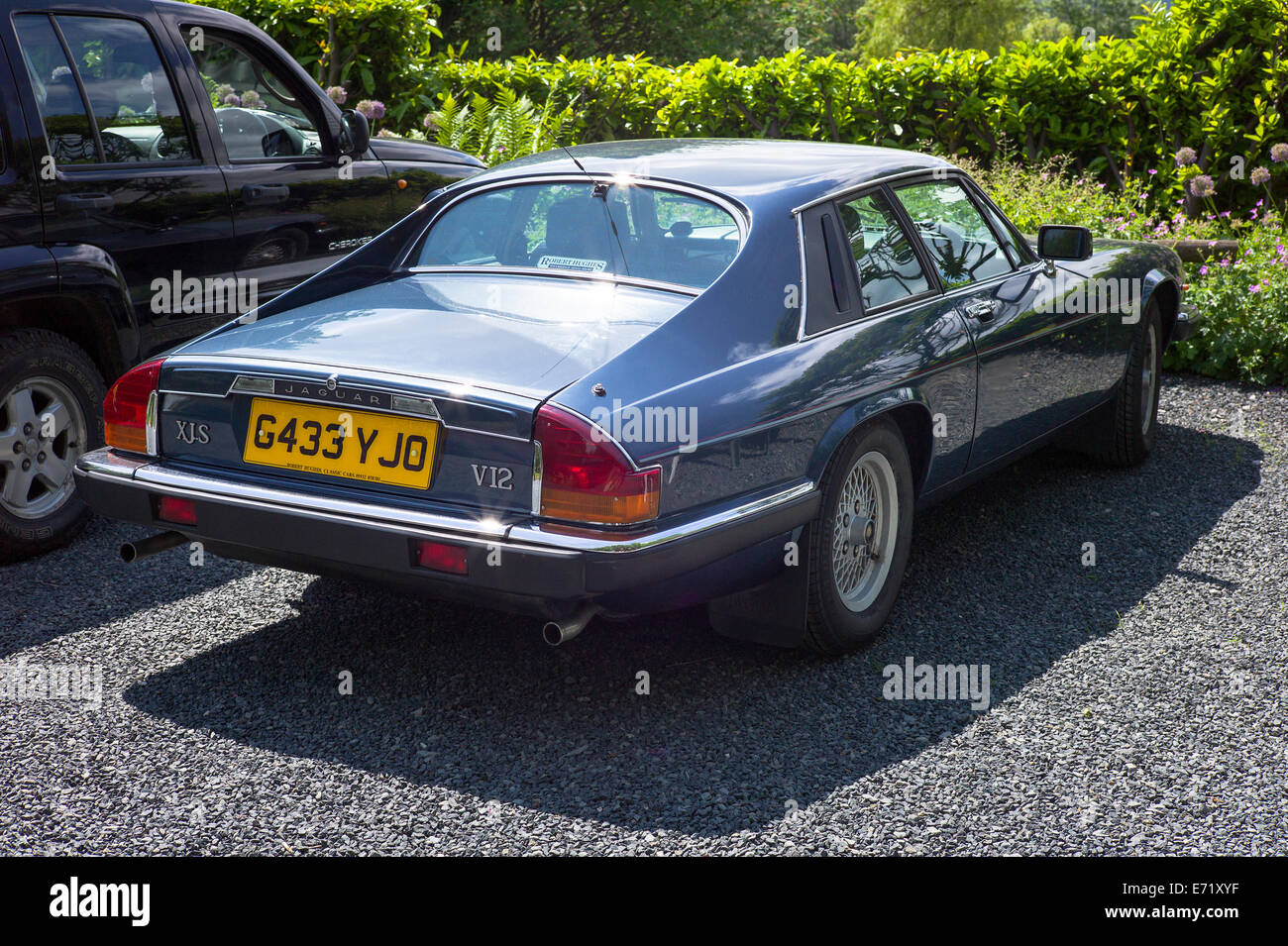 Le linee eleganti di una vecchia Jaguar XJS auto Foto Stock