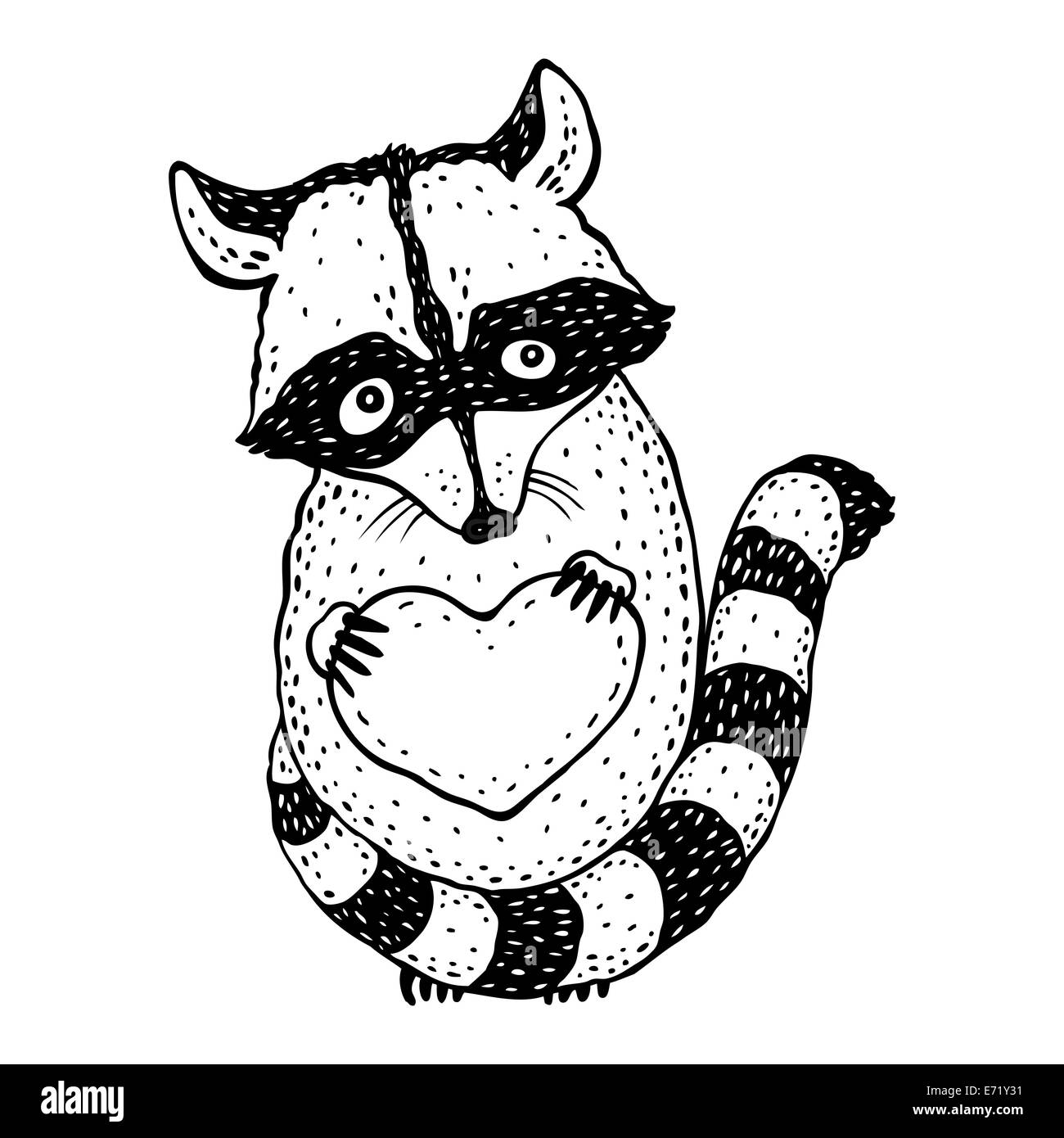 Raccoon portante un cuore. Foto Stock