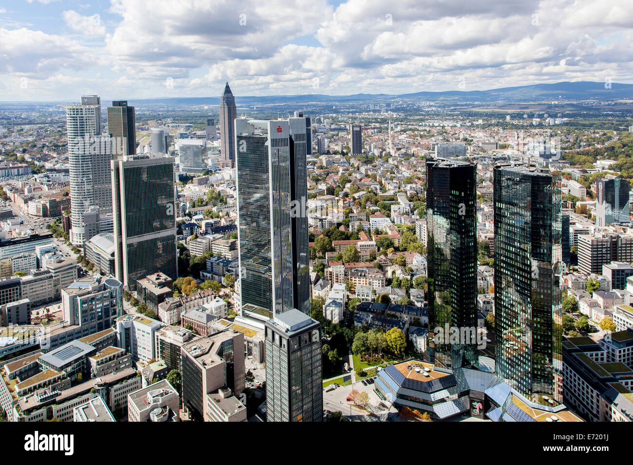 Grattacieli con Trianon, Deutsche Bank, la Sparkasse e FBC, Francoforte centro uffici, edifici, Westend, Frankfurt am Main Foto Stock
