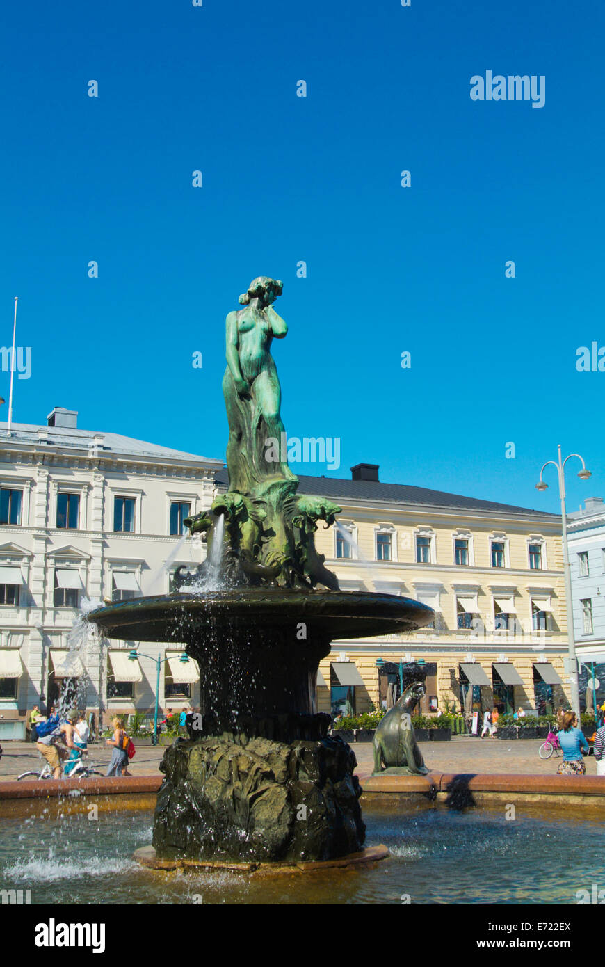 Havis Amanda Mermaid statua, da Ville Vallgren, Kauppatori, la piazza del mercato principale e il centro di Helsinki, Finlandia, Europa Foto Stock
