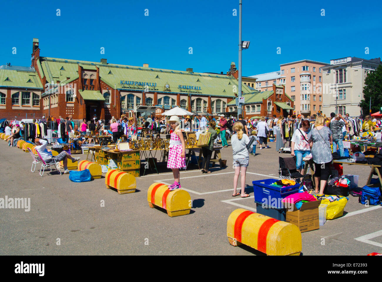 Mercato delle pulci, Hietalahden tori, Hietalahti piazza del mercato, Helsinki, Finlandia, Europa Foto Stock