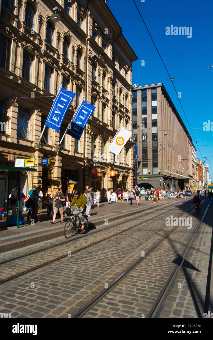 Aleksanterinkatu street, il centro di Helsinki, Finlandia, Europa Foto Stock