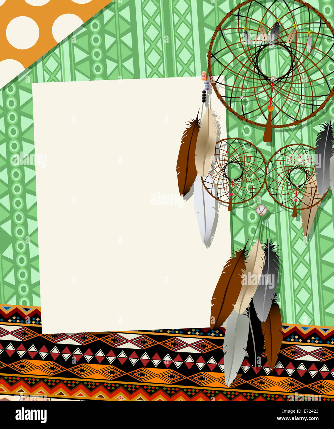 Scheda Testo, collage con american indian dream catcher Foto Stock