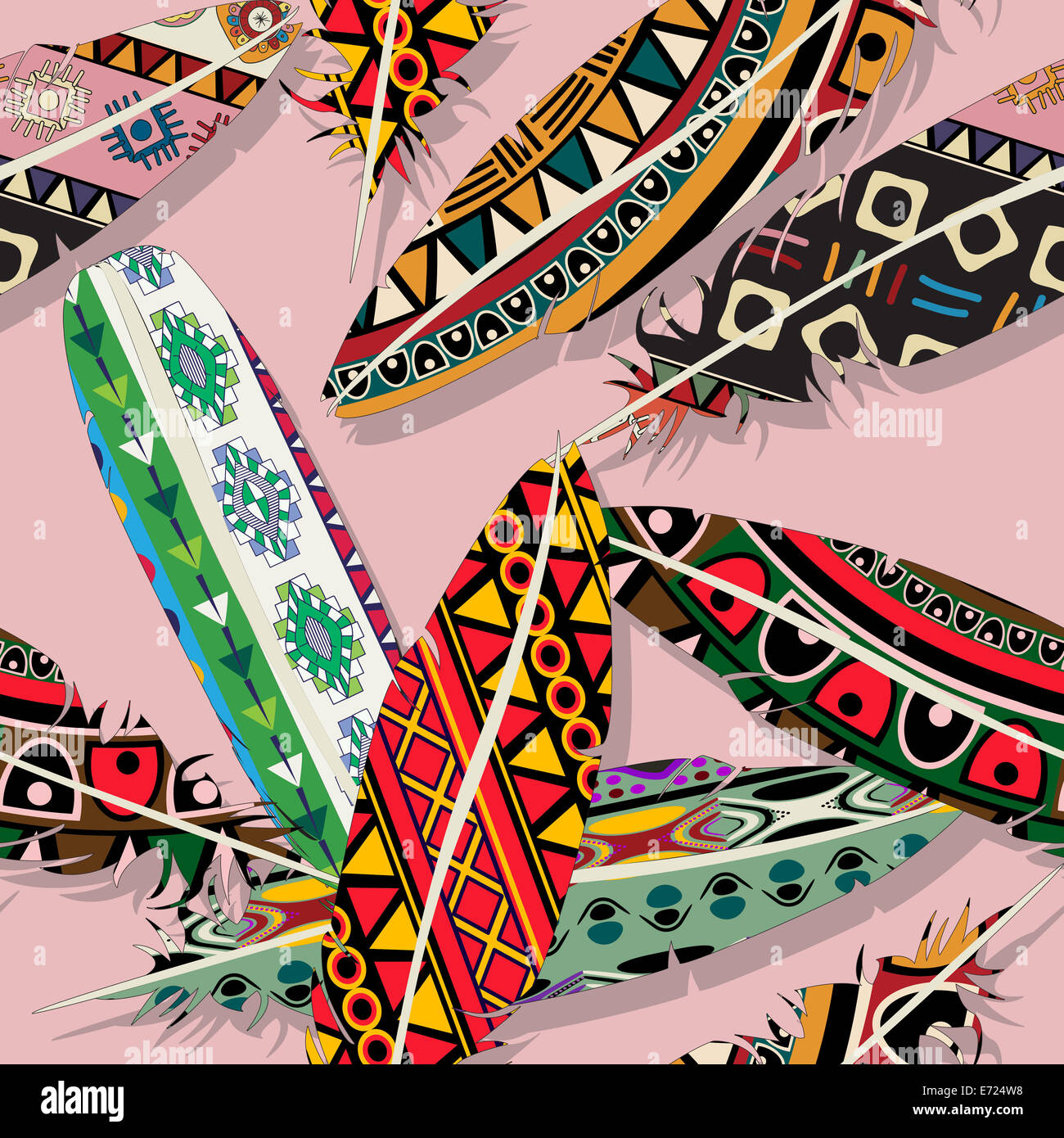 Piuma ikat mostrando seamless pattern design Foto Stock