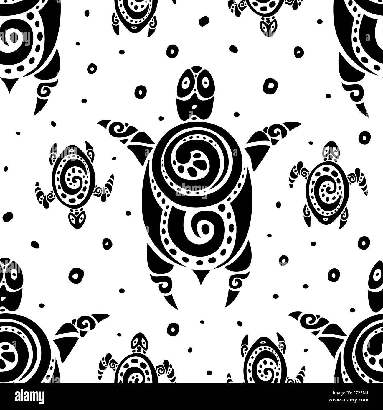 Le tartarughe di mare. Vettore di Seamless pattern. Foto Stock