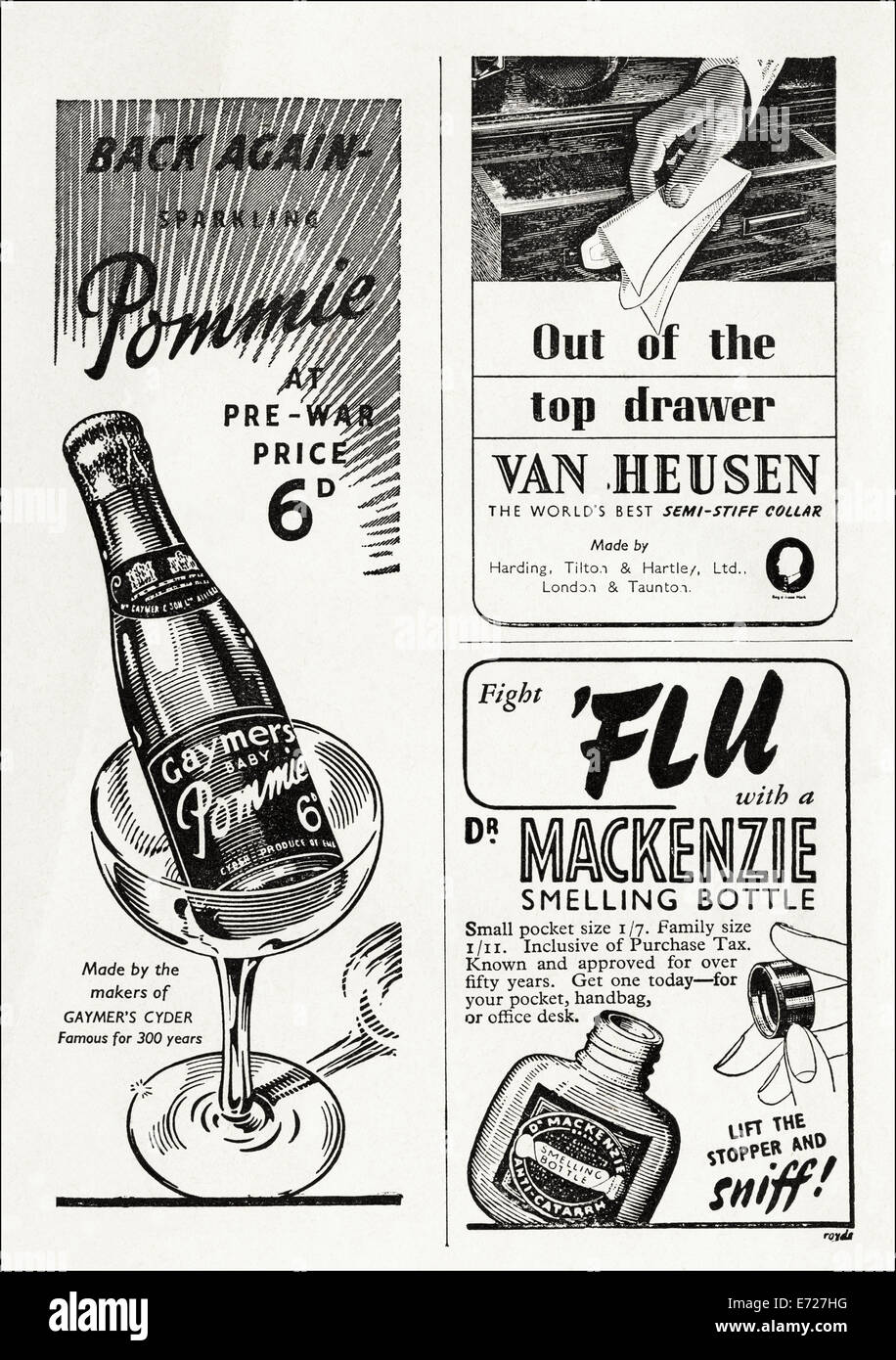 Pagina di 1940 pubblicità tipico nella rivista inglese datato novembre 1949 Foto Stock