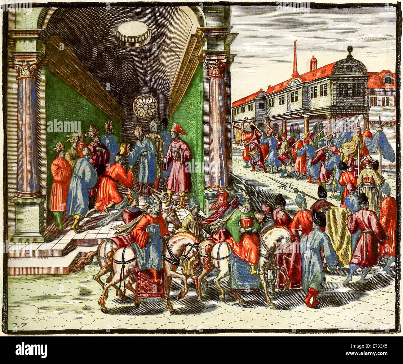 Nomina di Reggente in Cina, illustrazione da 'Indiae Orientalis' 1598 da Theodor de Bry. Vedere la descrizione per ulteriori informazioni Foto Stock