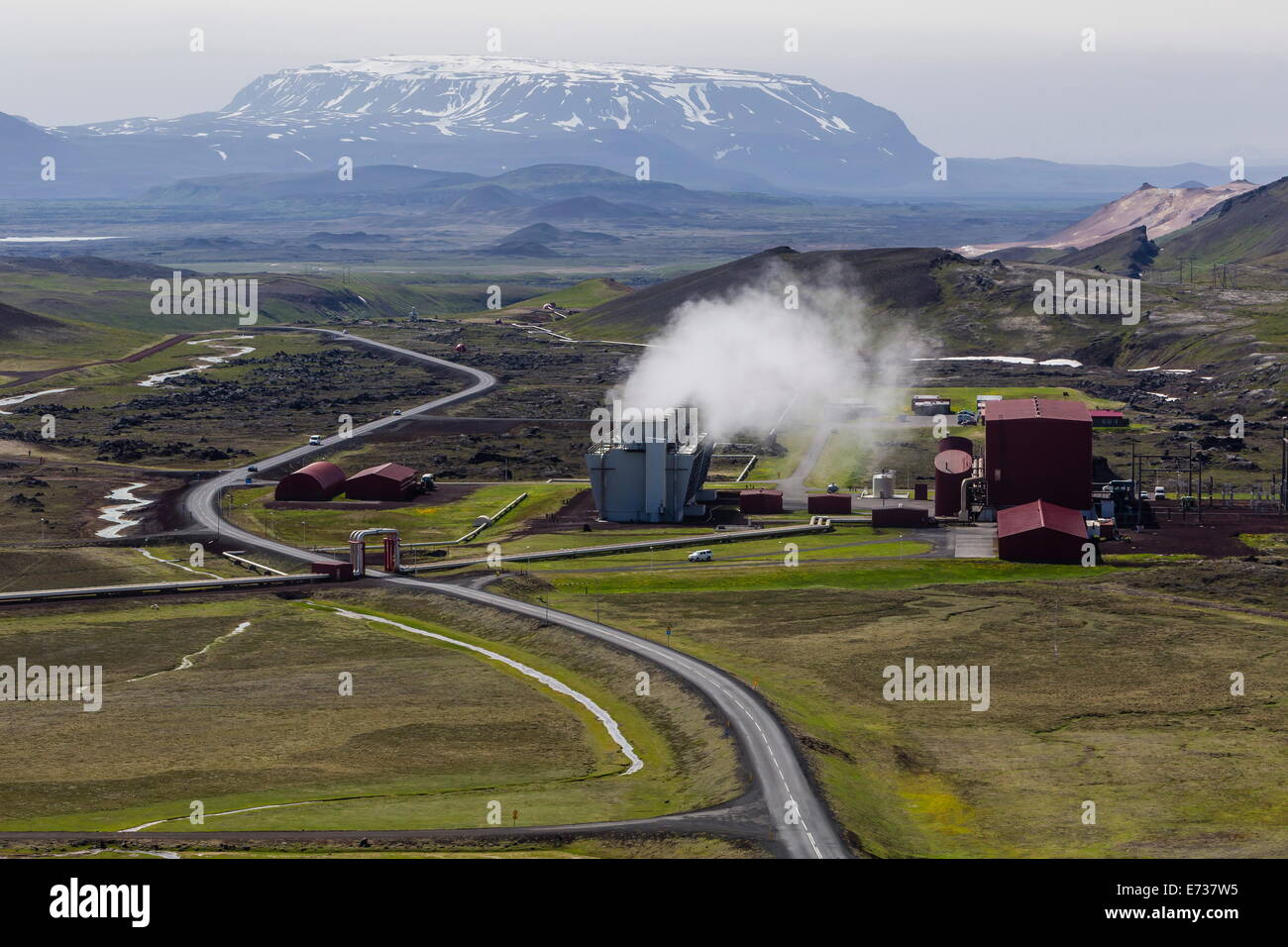 L'energia geotermica Krafla Power Station, la più grande stazione elettrica geotermica in Islanda, si trova vicino al vulcano Krafla, Islanda Foto Stock