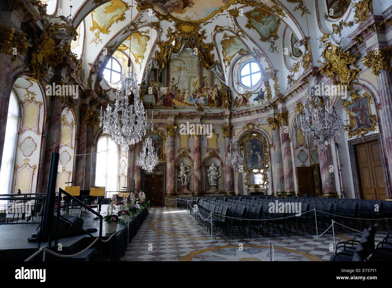 Il salone imperiale nel Residence Palace, sito Patrimonio Mondiale dell'UNESCO, Wurzburg, Baviera, Germania, Europa Foto Stock