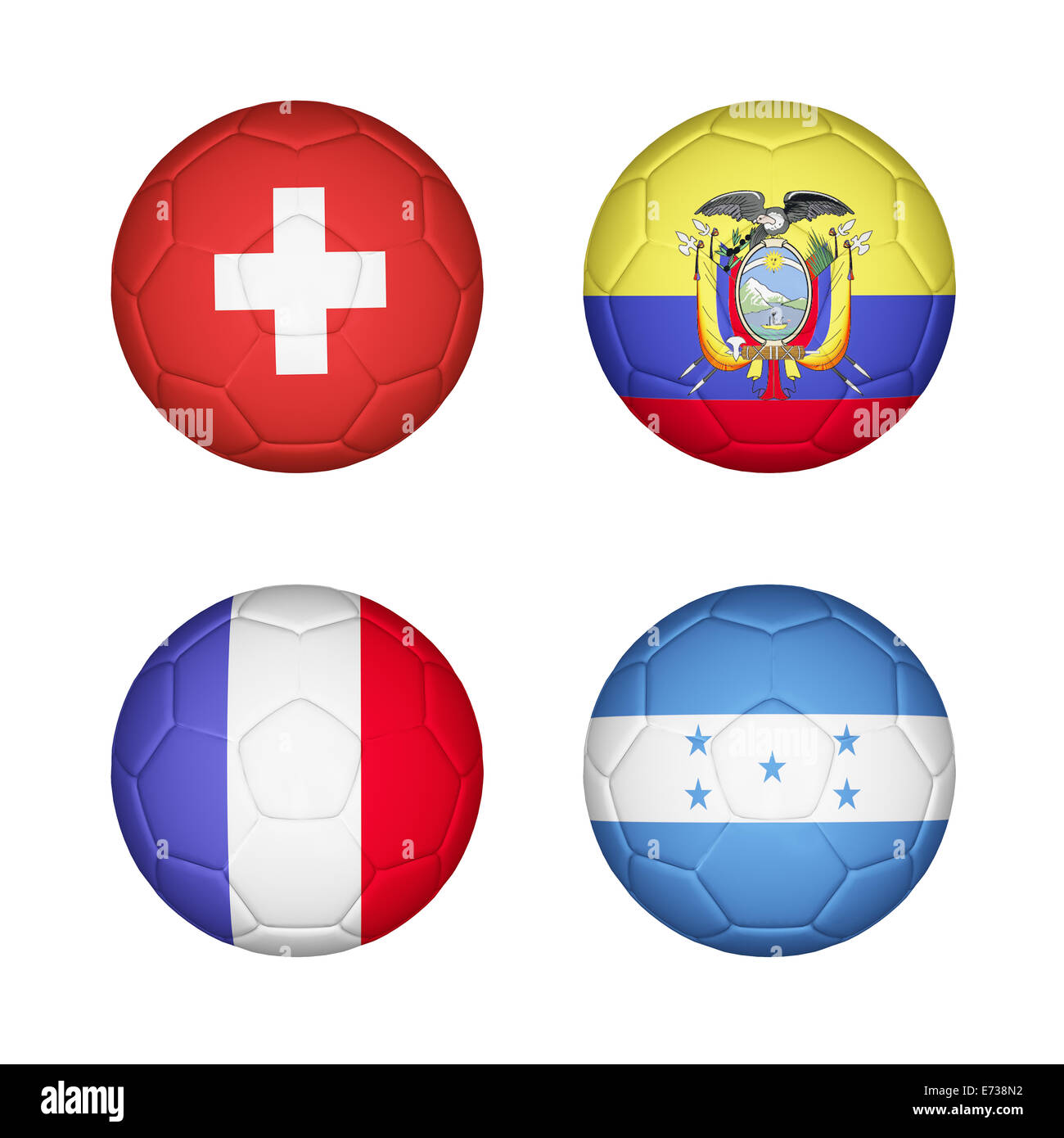 Pallone da calcio mappatura con 4 paese flag impostati Foto Stock