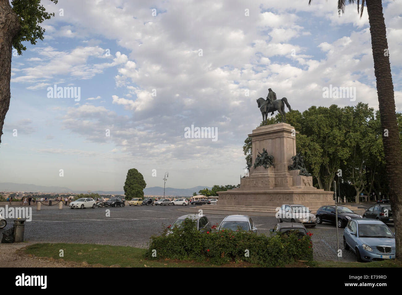 Roma, Italia - Piazza Garibaldi sulla collina Gianiculum Foto Stock