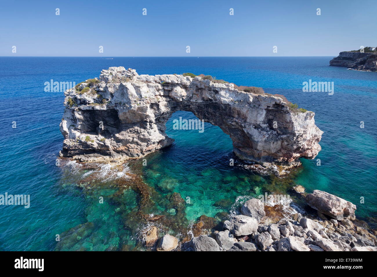 Arco di Es Pontas, Cala a Santany, Santanyi, Maiorca (Mallorca), isole Baleari (Islas Baleares), Spagna, Mediterranea Foto Stock