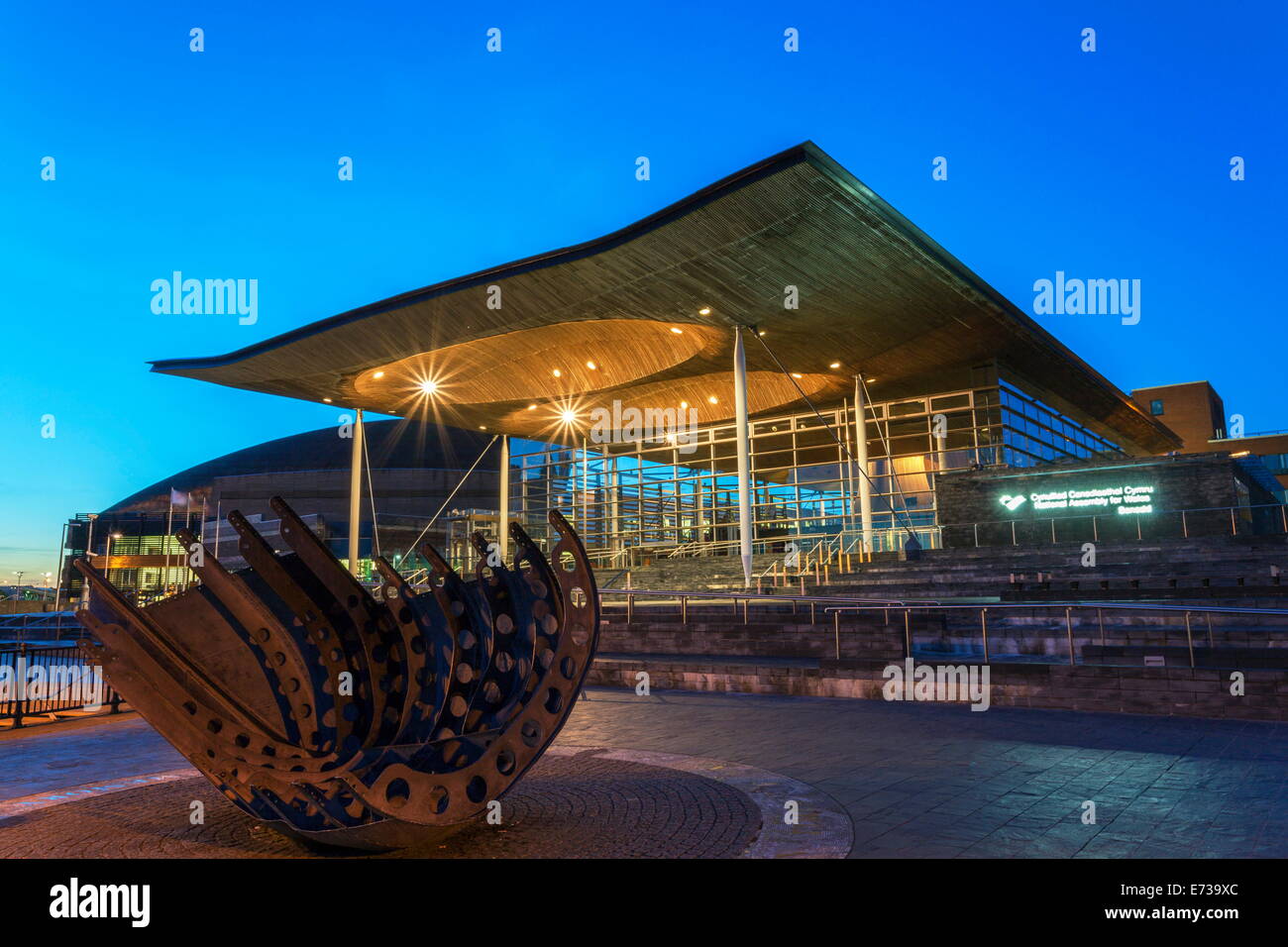 Welsh Assembly (Senedd), la Baia di Cardiff, Galles, Regno Unito, Europa Foto Stock