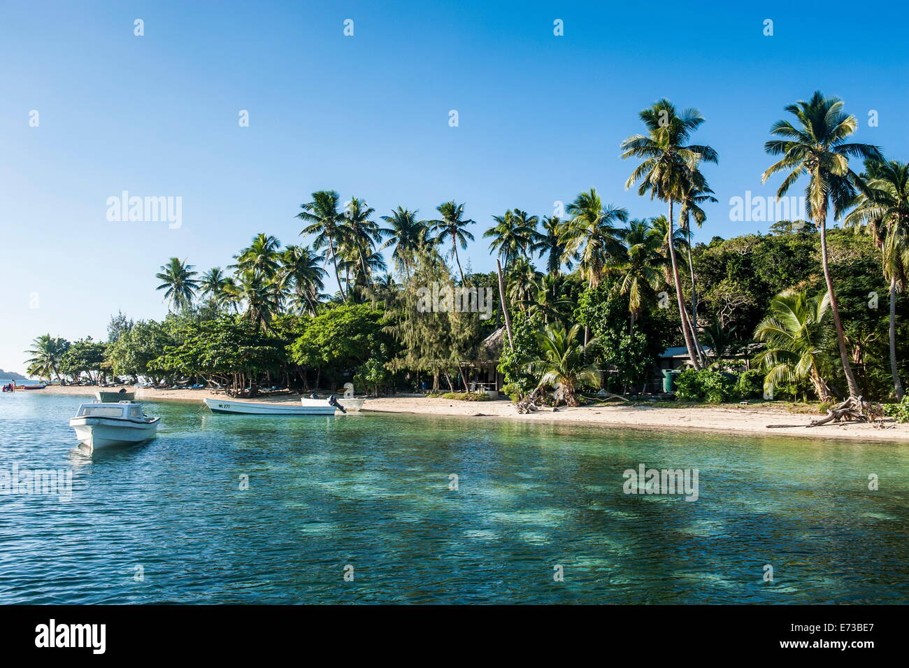 Spiaggia di sabbia bianca, Il Nanuya Lailai island, la Blue Lagoon, Yasawas, Figi, South Pacific Pacific Foto Stock