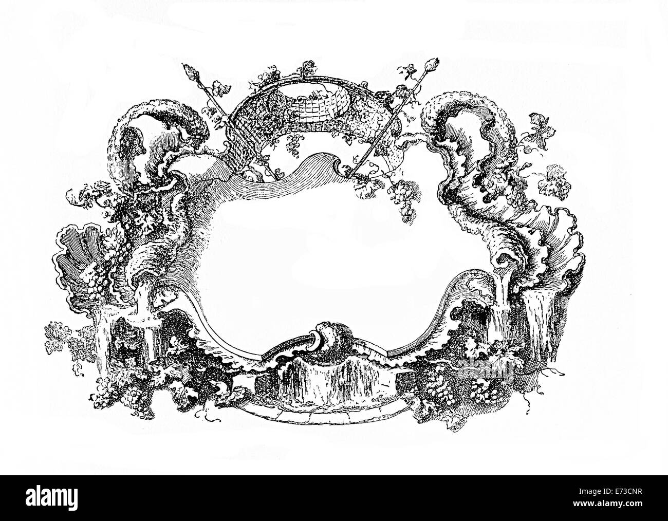 Rinascimento floreale cornice ornamentale con grotte e cascate Foto Stock