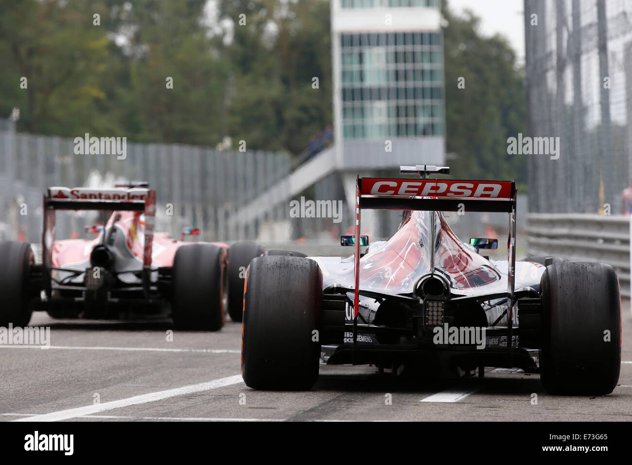 Monza, Italia. 5 Settembre, 2014. Motorsports: FIA Formula One World Championship 2014, il Gran Premio d'italia, #25 Jean-Eric Vergne (FRA, la Scuderia Toro Rosso), Credit: dpa picture alliance/Alamy Live News Foto Stock