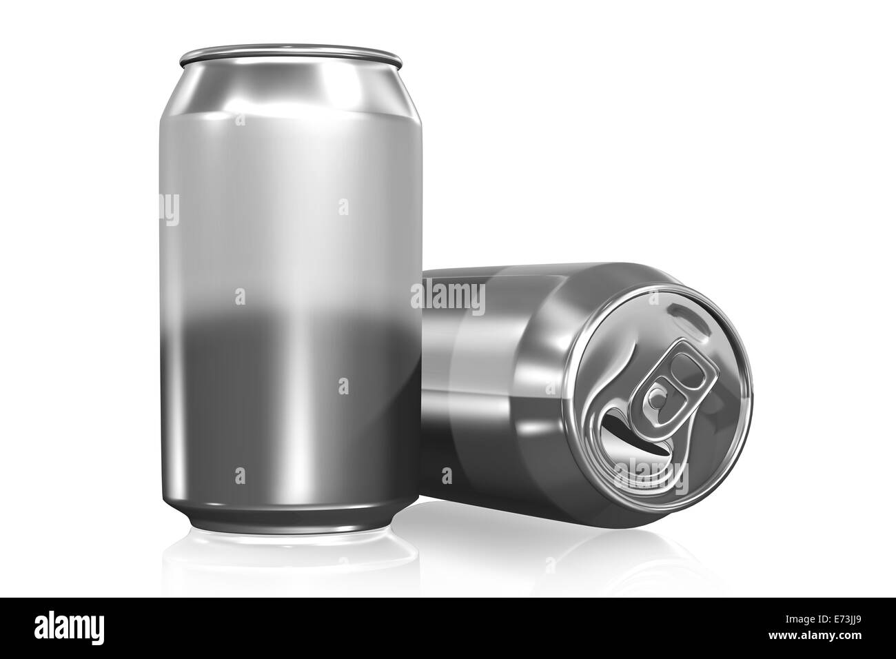 Chiuso e Aperto di lattine di soda su sfondo bianco Foto Stock