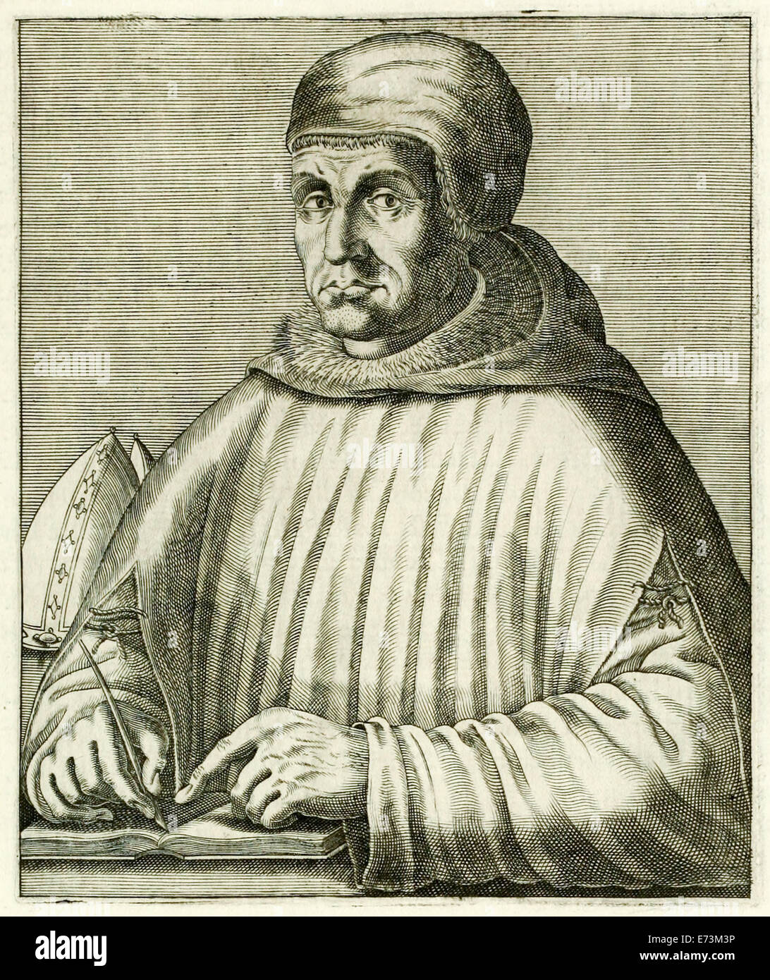 Pietro Lombardo (1096-1164) da "Vero ritratti…" da André Thévet pubblicato nel 1594. Vedere la descrizione per maggiori informazioni. Foto Stock