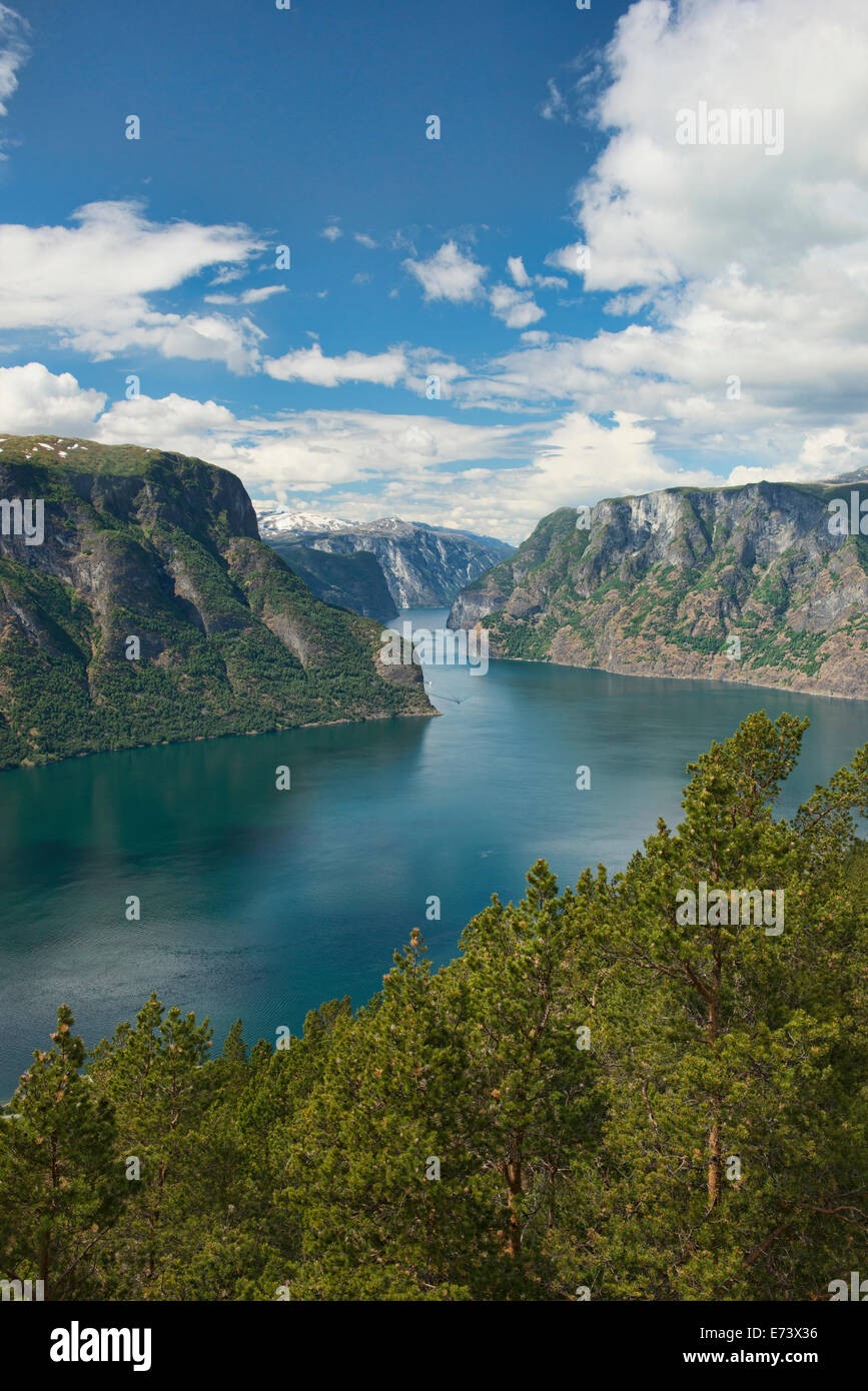 Vista su Aurlandsfjord, Norvegia Foto Stock