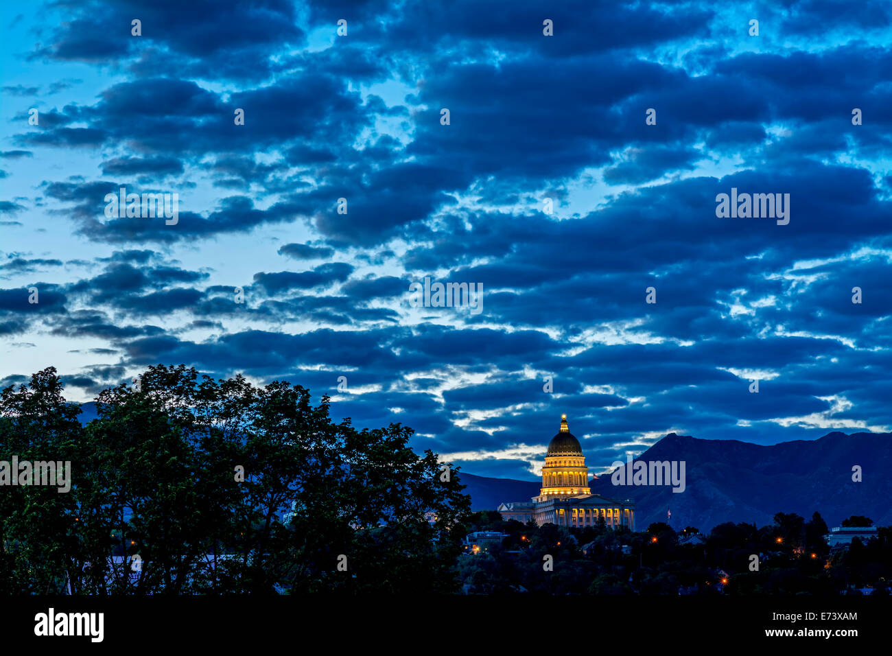 La capitale dello stato dello Utah di notte Foto Stock