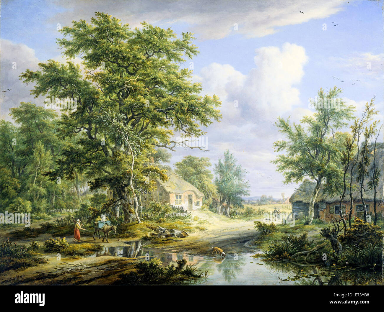 Farmshouses sul bordo di una foresta - da Egbert van Drielst, 1812 Foto Stock