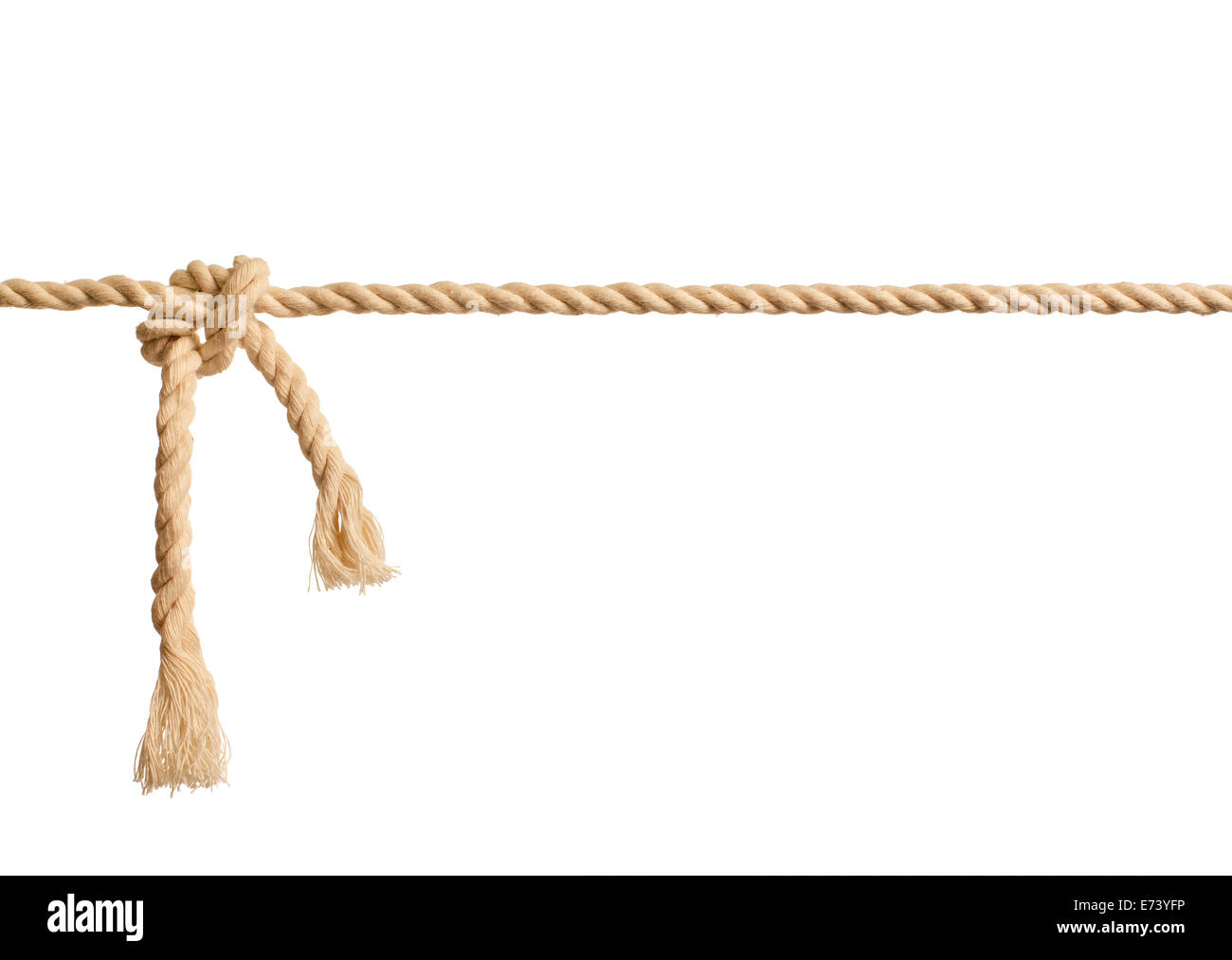 Nodo di corda su sfondo bianco Foto Stock