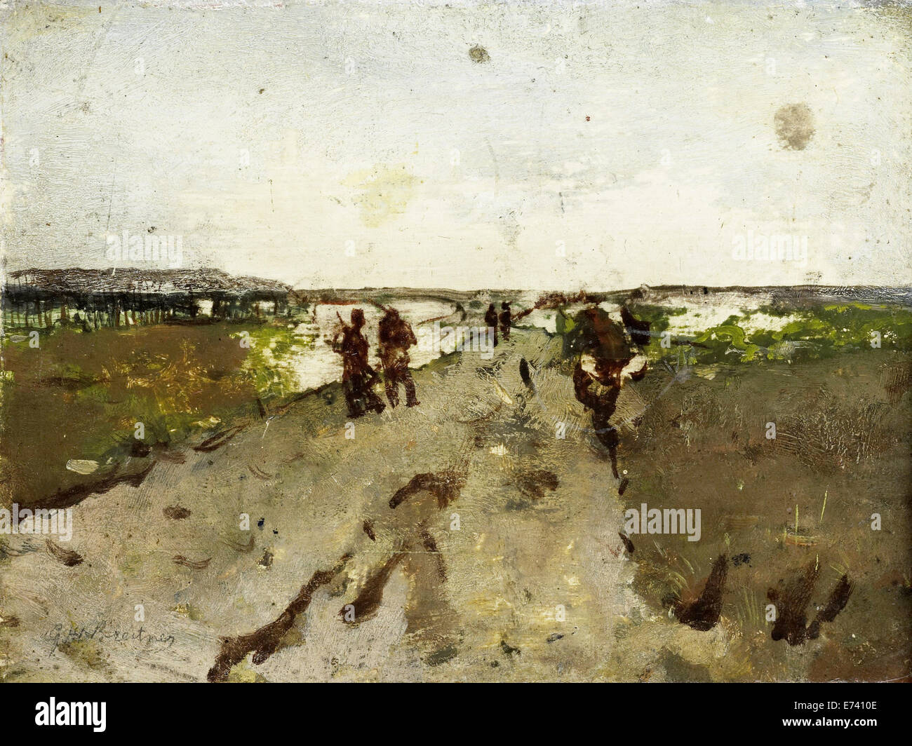 Paesaggio di Waalsdorp con soldati sulle manovre - da George Hendrik Breitner, 1880 - 1923 Foto Stock