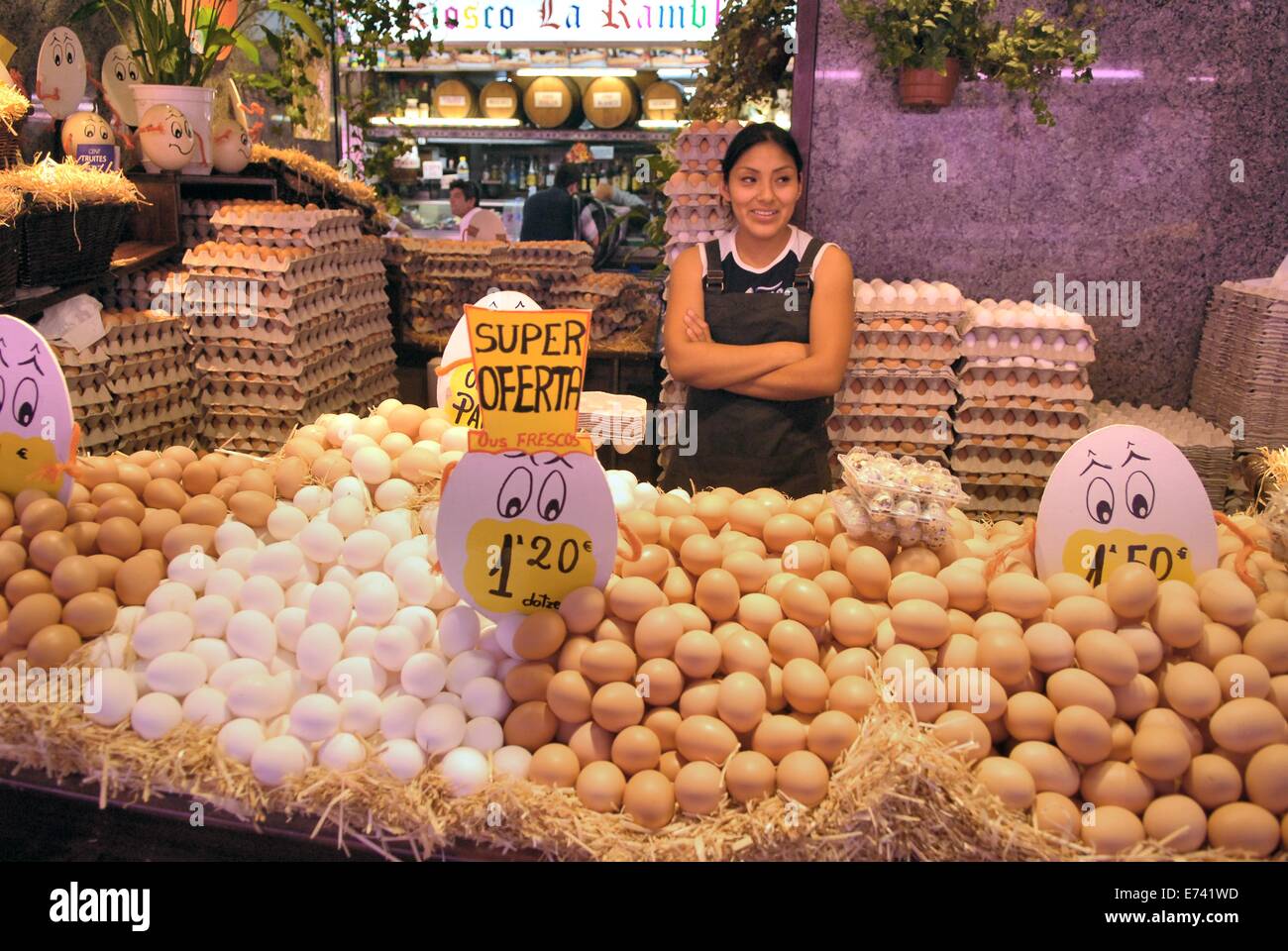 Barcellona, il mercato della Boqueria (Mercat de Saint Joseph), il famoso mercato di alimenti nei pressi della Ramblas Foto Stock