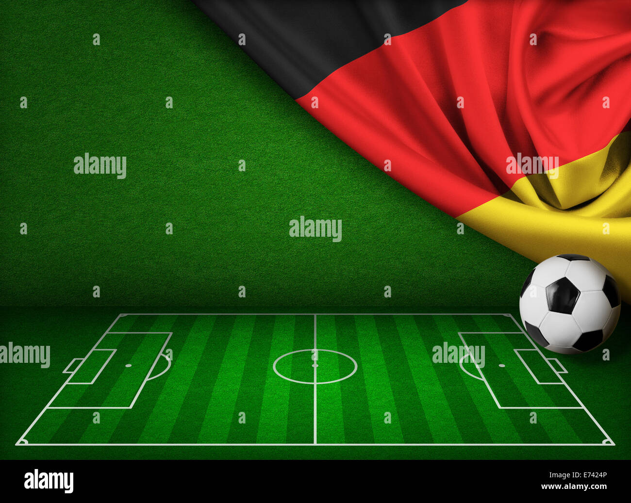 Il calcio o il calcio sfondo con bandiera della Germania Foto Stock
