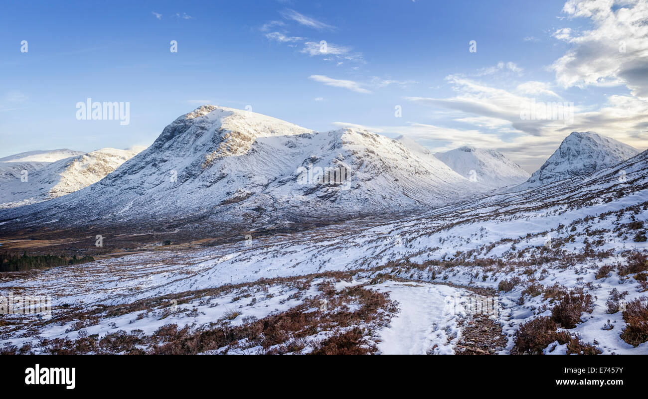 Highland scozzesi paesaggio invernale Buachaille Etive Mor da Devil's Staircase Foto Stock