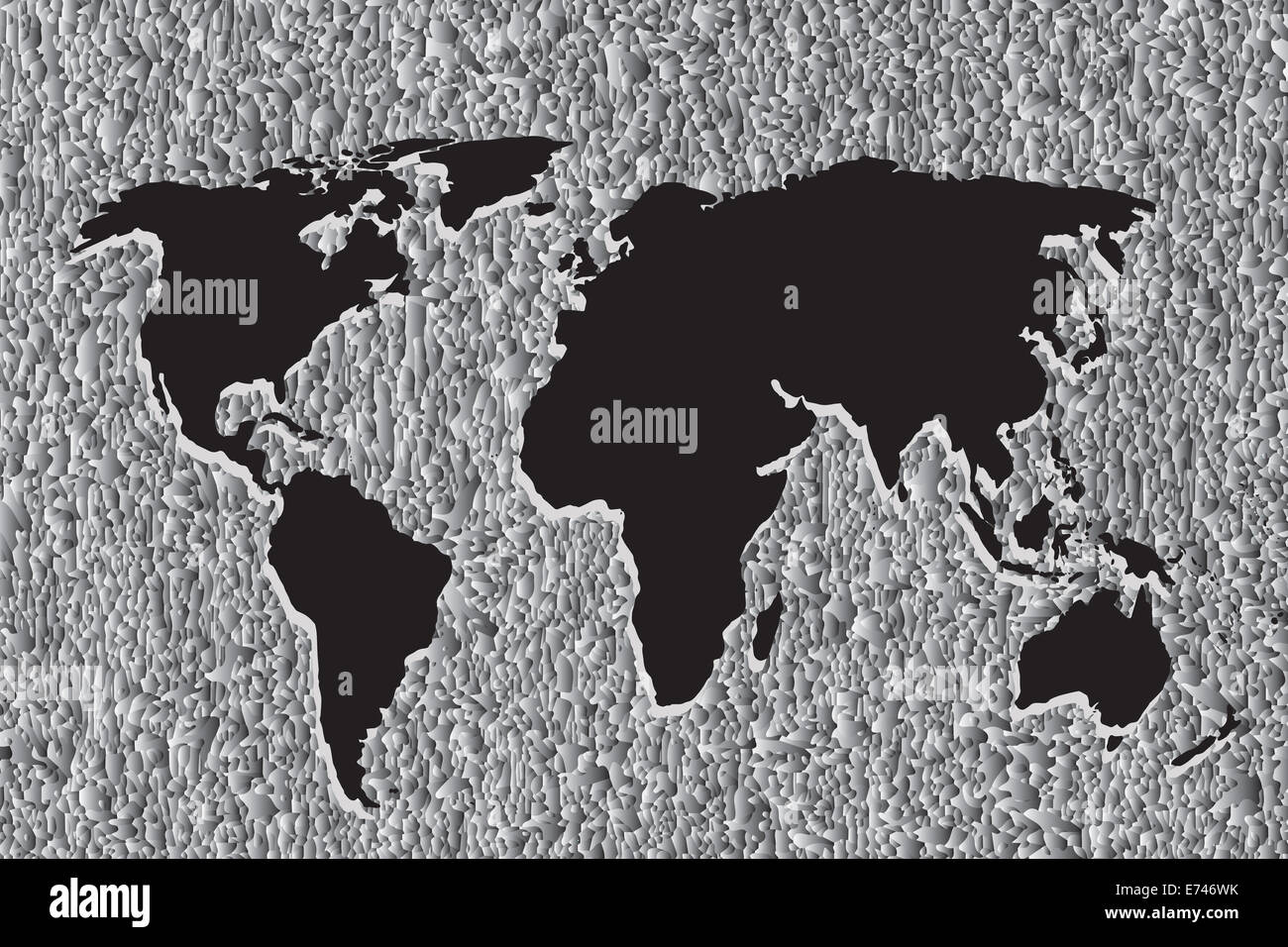 La Continental nero della mappa del mondo. Foto Stock