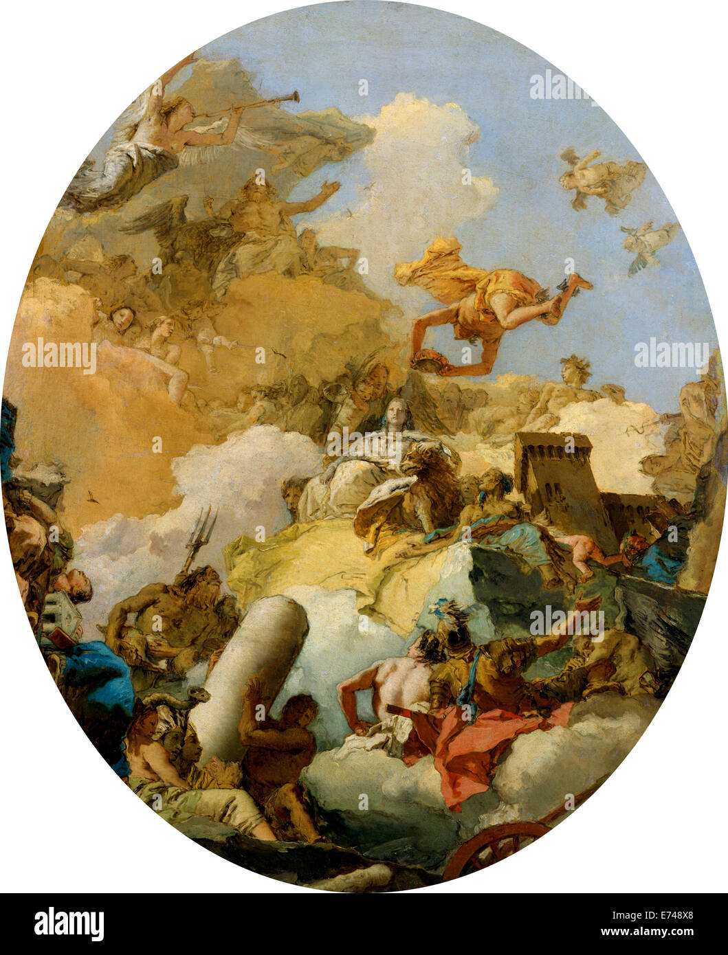 L'Apoteosi della Monarchia spagnola - da Giovanni Battista Tiepolo, 1700s Foto Stock