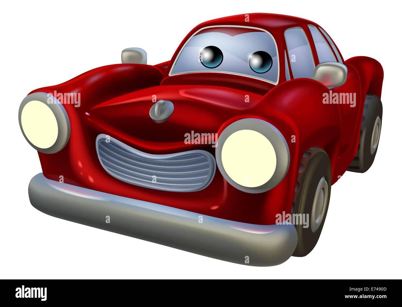 Un rosso cartoon mascotte per auto con una felice espressione Foto Stock