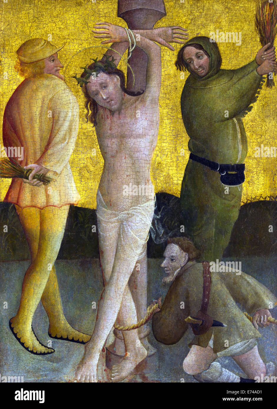 La Flagellazione di Cristo - dal maestro del Berswordt altare, 1400 Foto Stock