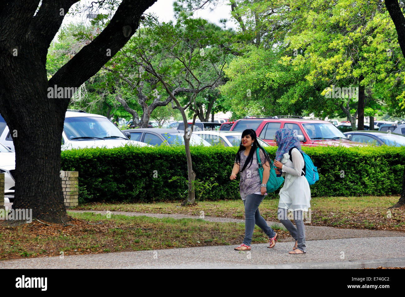 Femmina musulmano gli studenti presso l'Università di Houston, Texas Foto Stock