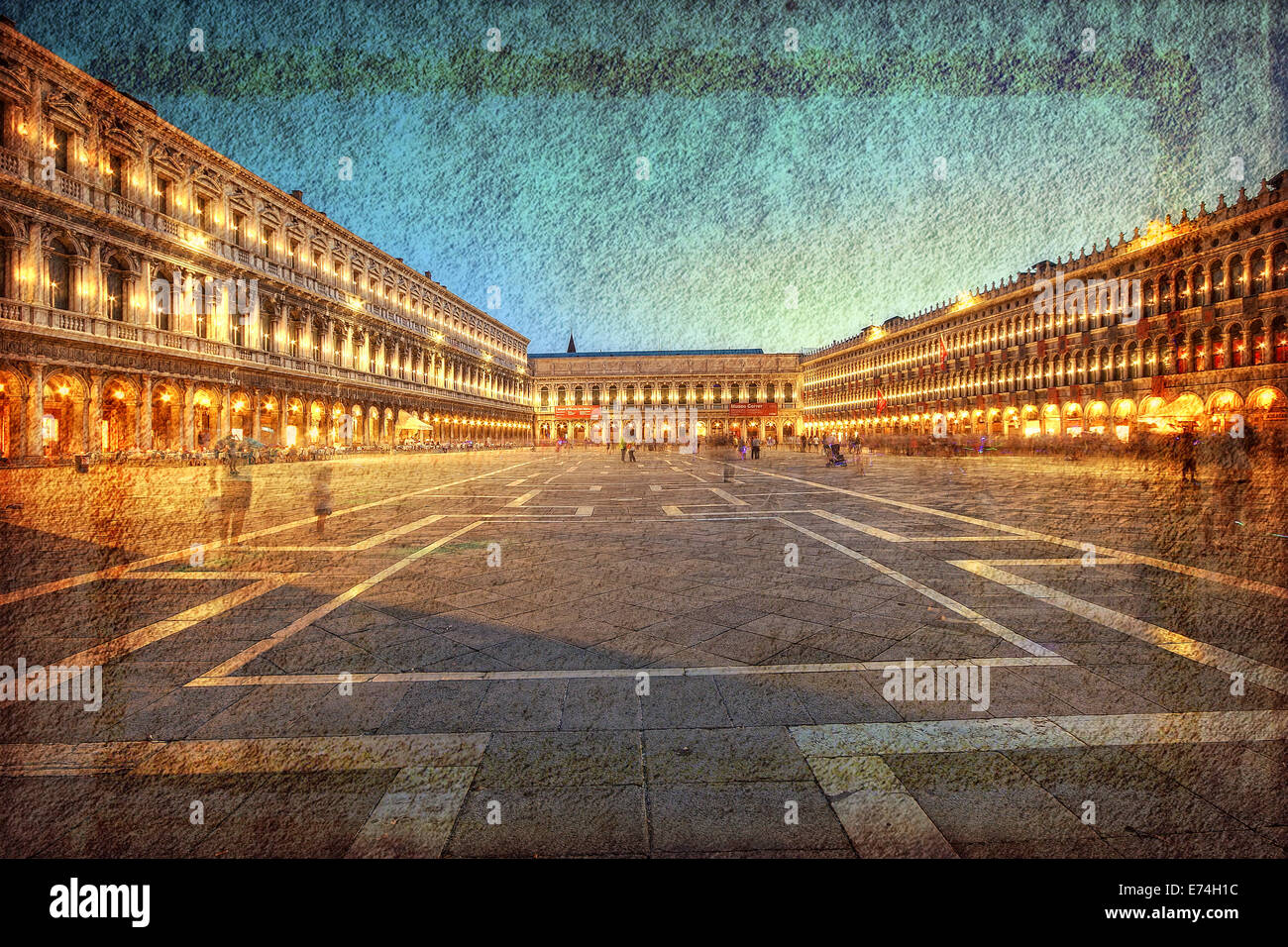 Piazza San Marco a Venezia in stile retrò Foto Stock