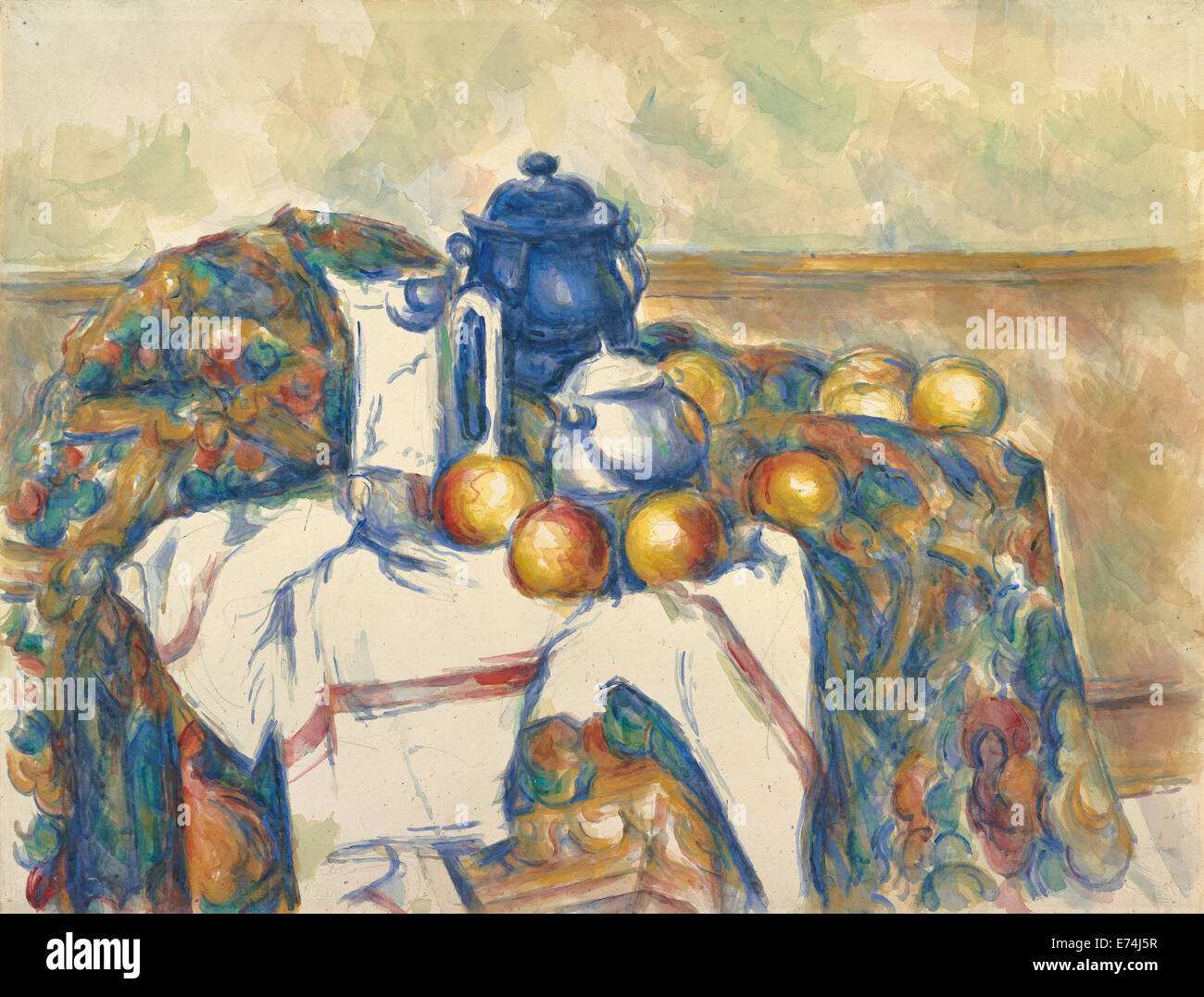 Natura morta con Vaso blu; Paul Cézanne, francese, 1839 - 1906; Francia, Europa; circa 1900; Acquerello su grafite Foto Stock