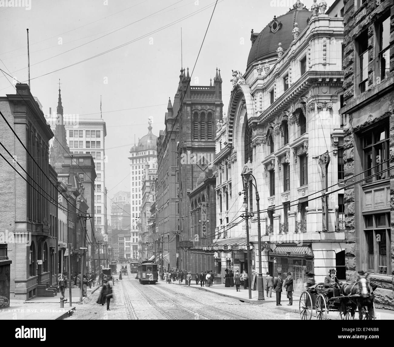 Sesta Avenue, Pittsburgh, Pennsylvania, circa 1908 Foto Stock
