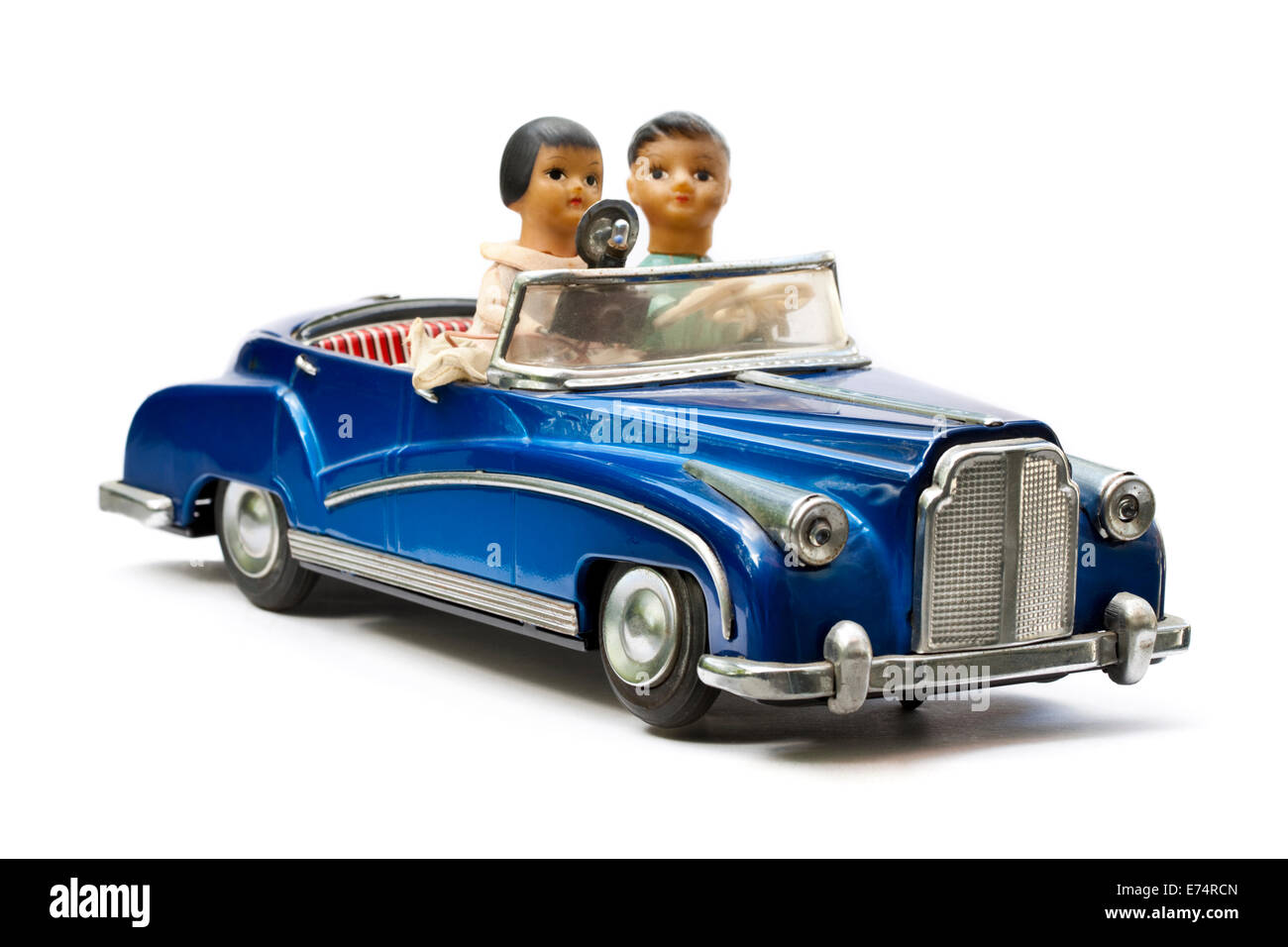 Banda stagnata Vintage open-top model giocattolo auto con conducente e passeggero Foto Stock